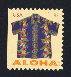 Blue Bird of Paradise Aloha Shirt - Booklet Single United States Postage Stamp | Aloha Shirts