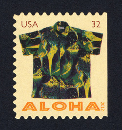 Black Kilauea Volcano Aloha Shirt - Booklet Single United States Postage Stamp | Aloha Shirts