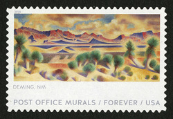 Deming NM - Mountains and Yucca United States Postage Stamp | Post Office Murals
