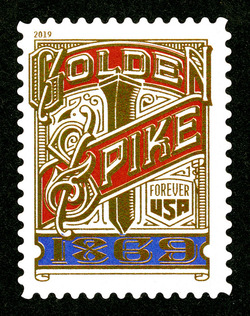 Golden Spike - 1869 United States Postage Stamp | Transcontinental Railroad