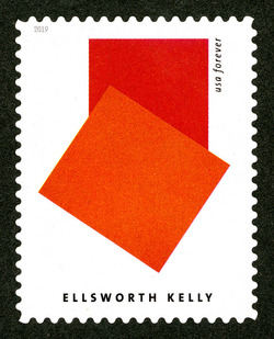 Orange Red Relief United States Postage Stamp | Ellsworth Kelly
