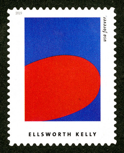 Red Blue United States Postage Stamp | Ellsworth Kelly