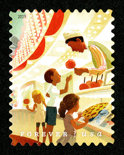 Children Buying Candy Apples United States Postage Stamp | State and County Fairs