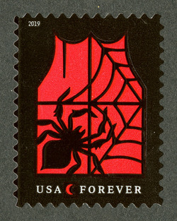 Spider and Web United States Postage Stamp | Spooky Silhouettes