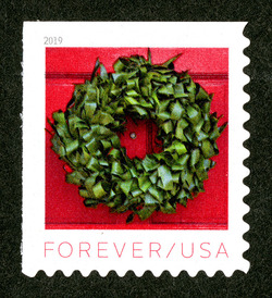 Aspidistra Wreath United States Postage Stamp | Holiday Wreaths