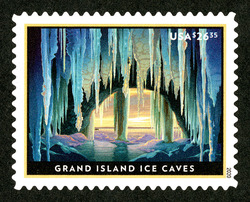 Grand Island Ice Caves - Express Mail United States Postage Stamp