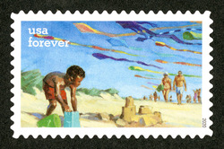 Child Building a Sandcastle United States Postage Stamp | Enjoy the Great Outdoors