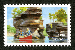 Canoeing United States Postage Stamp | Enjoy the Great Outdoors