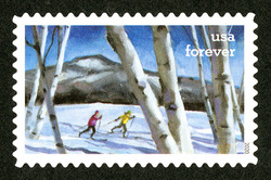 Cross-country Skiing United States Postage Stamp | Enjoy the Great Outdoors
