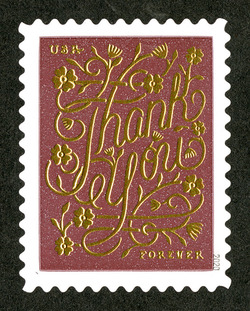 Rose Brown Background United States Postage Stamp | Thank You