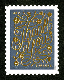 Slate Blue Background United States Postage Stamp | Thank You