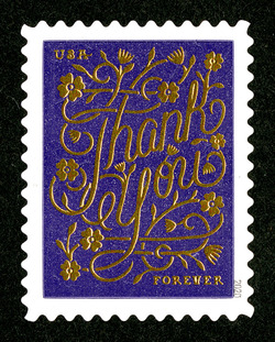 Violet Purple Background United States Postage Stamp | Thank You