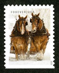 Sleigh Horses United States Postage Stamp | Winter Scenes