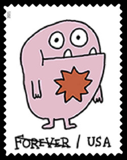 Rosy Rascal With a Sunny Tummy United States Postage Stamp | Message Monsters