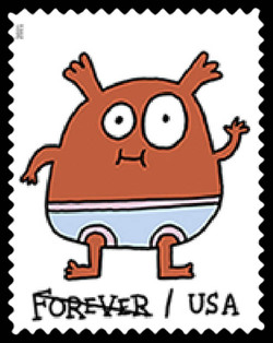 Reddish Rapscallion In Short Shorts United States Postage Stamp | Message Monsters