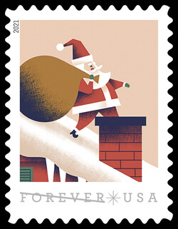 Santa Claus On Roof United States Postage Stamp | A Visit from St. Nick