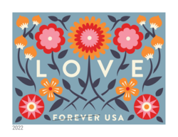 Love Flowers - Blue Background United States Postage Stamp | Love