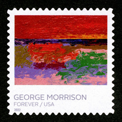 Phenomena Against The Crimson United States Postage Stamp | George Morrison