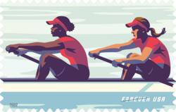 Red Team - Two Visible Oars United States Postage Stamp | Women's Rowing