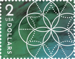 Floral Geometry - Green Background United States Postage Stamp