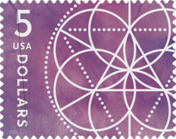 Floral Geometry - Purple Background United States Postage Stamp