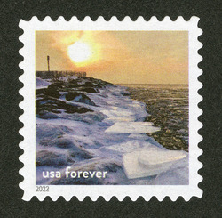 Icy Shore of Thunder Bay Sanctuary United States Postage Stamp | National Marine Sanctuaries