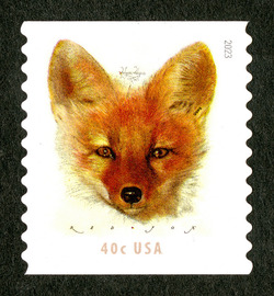Red Fox - Horizontal Imperforate United States Postage Stamp