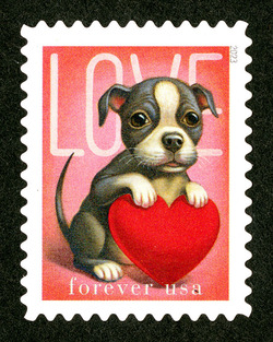 Puppy With Heart United States Postage Stamp | Love