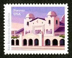 Santa Fe Station - San Bernardino, California United States Postage Stamp | Railroad Stations