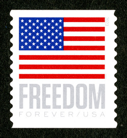Freedom Flag - Horizontal Imperforate - Perf 10.75 - Microprint After Last Stripe United States Postage Stamp