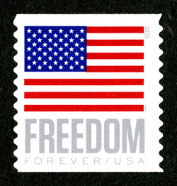Freedom Flag - Horizontal Imperforate - Perf 11 - Microprint After Last Stripe United States Postage Stamp