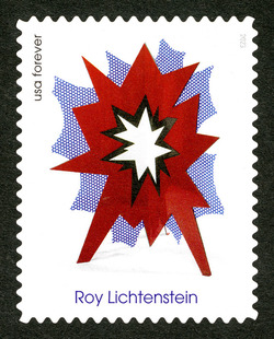 Standing Explosion - Red - 1965 United States Postage Stamp | Roy Lichtenstein