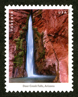 Deer Creek Falls - Arizona United States Postage Stamp | Waterfalls