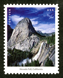 Nevada Fall - California United States Postage Stamp | Waterfalls
