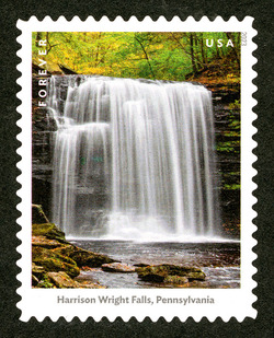 Harrison Wright Falls - Pennsylvania United States Postage Stamp | Waterfalls