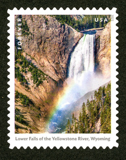 Lower Falls of the Yellowstone River - Wyoming United States Postage Stamp | Waterfalls