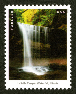 LaSalle Canyon Waterfall - Illinois United States Postage Stamp | Waterfalls