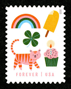 Rainbow - Ice Cream Bar - Clover - Cat - Cupcake United States Postage Stamp | Thinking of You - 2023