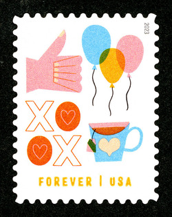 Thumbs Up - Balloons - XOXO - Cup of Tea United States Postage Stamp | Thinking of You - 2023