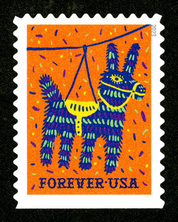 Horse Pinata - Orange Background United States Postage Stamp | Pinatas
