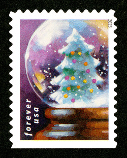 Christmas Tree United States Postage Stamp | Snow Globes