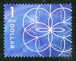 Floral Geometry - Blue Background United States Postage Stamp