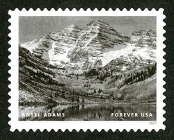 Maroon Bells - Near Aspen - Colorado - 1951 United States Postage Stamp | Ansel Adams