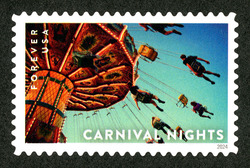 Wave Swinger Ride United States Postage Stamp | Carnival Nights
