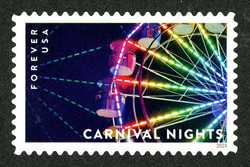 Rainbow Gondola Wheel United States Postage Stamp | Carnival Nights