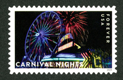 Gondola Wheel and Fireworks United States Postage Stamp | Carnival Nights