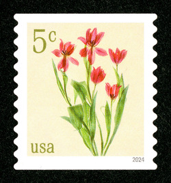 Red Tulips - Horizontal Imperforate United States Postage Stamp
