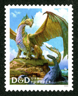 Bronze Dragon - Blue Plesiosaur United States Postage Stamp | Dungeons and Dragons - D&D