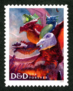 Five-headed Tiamat United States Postage Stamp | Dungeons and Dragons - D&D