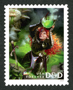 Character Holding Pan of Toxic Green Dragon Blood United States Postage Stamp | Dungeons and Dragons - D&D